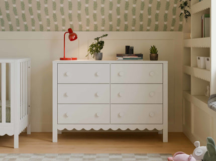 M27826W,DaVinci,Sammy Scallop 6-Drawer Dresser in White