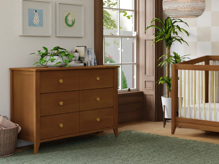 M10326CTN,Babyletto,Sprout 6-Drawer Double Dresser in Chestnut and Natural