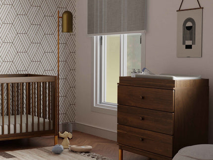 M12923NLGLD,Babyletto,Gelato 3-Drawer Changer Dresser  Gold Feet w/Removable Changing Tray in Natural Walnut