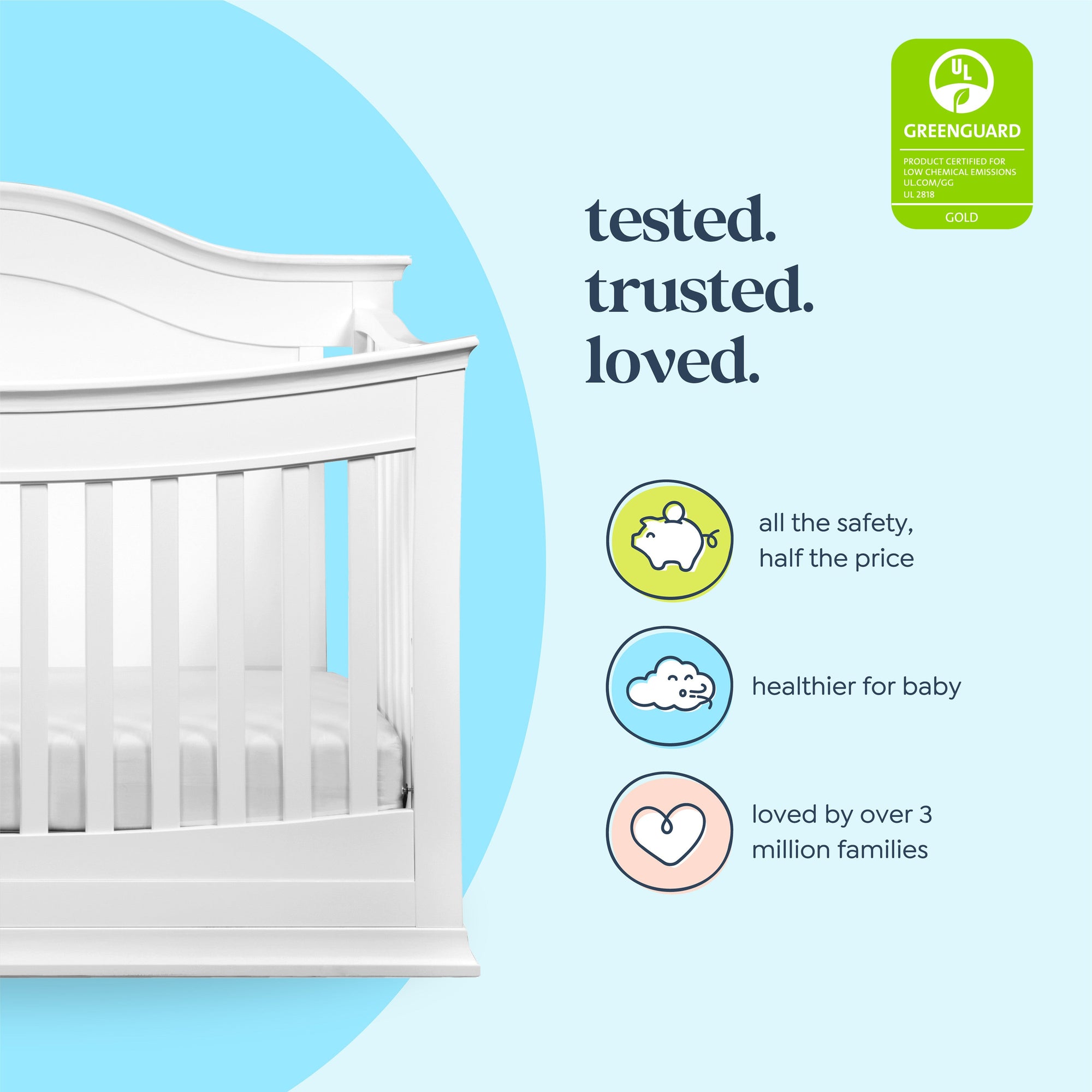 M4501W,DaVinci,Meadow 4-in-1 Convertible Crib in White Finish