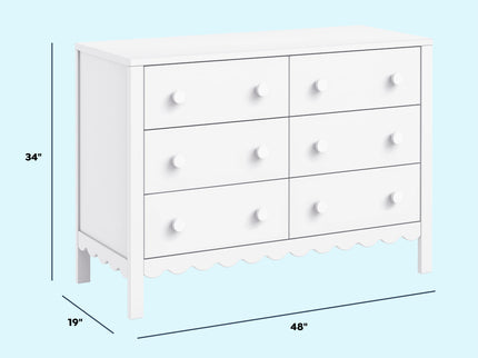 M27826W,DaVinci,Sammy Scallop 6-Drawer Dresser in White