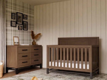 B25801DF,Monogram by Namesake,Newbern 4-in-1 Convertible Crib in Driftwood