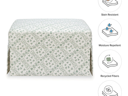 M21785GLT,Namesake,Sarah Flint x Namesake Crawford Gliding Ottoman in Green Lattice Performance Eco-Weave