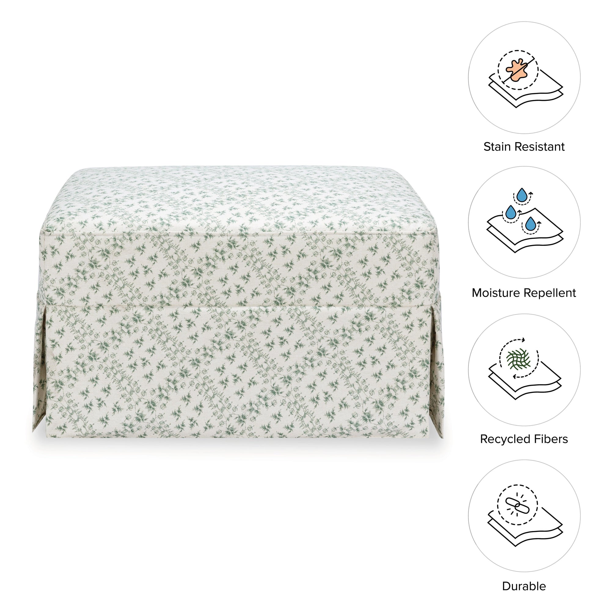 M21785GLT,Namesake,Sarah Flint x Namesake Crawford Gliding Ottoman in Green Lattice Performance Eco-Weave