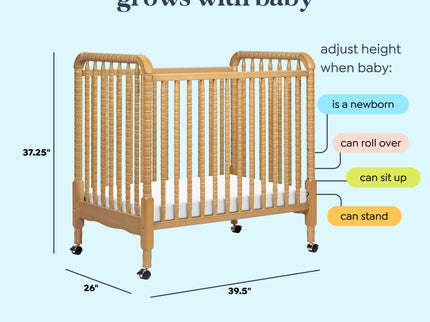 M7398HY,DaVinci,Jenny Lind 3-in-1 Convertible Mini Crib in Honey