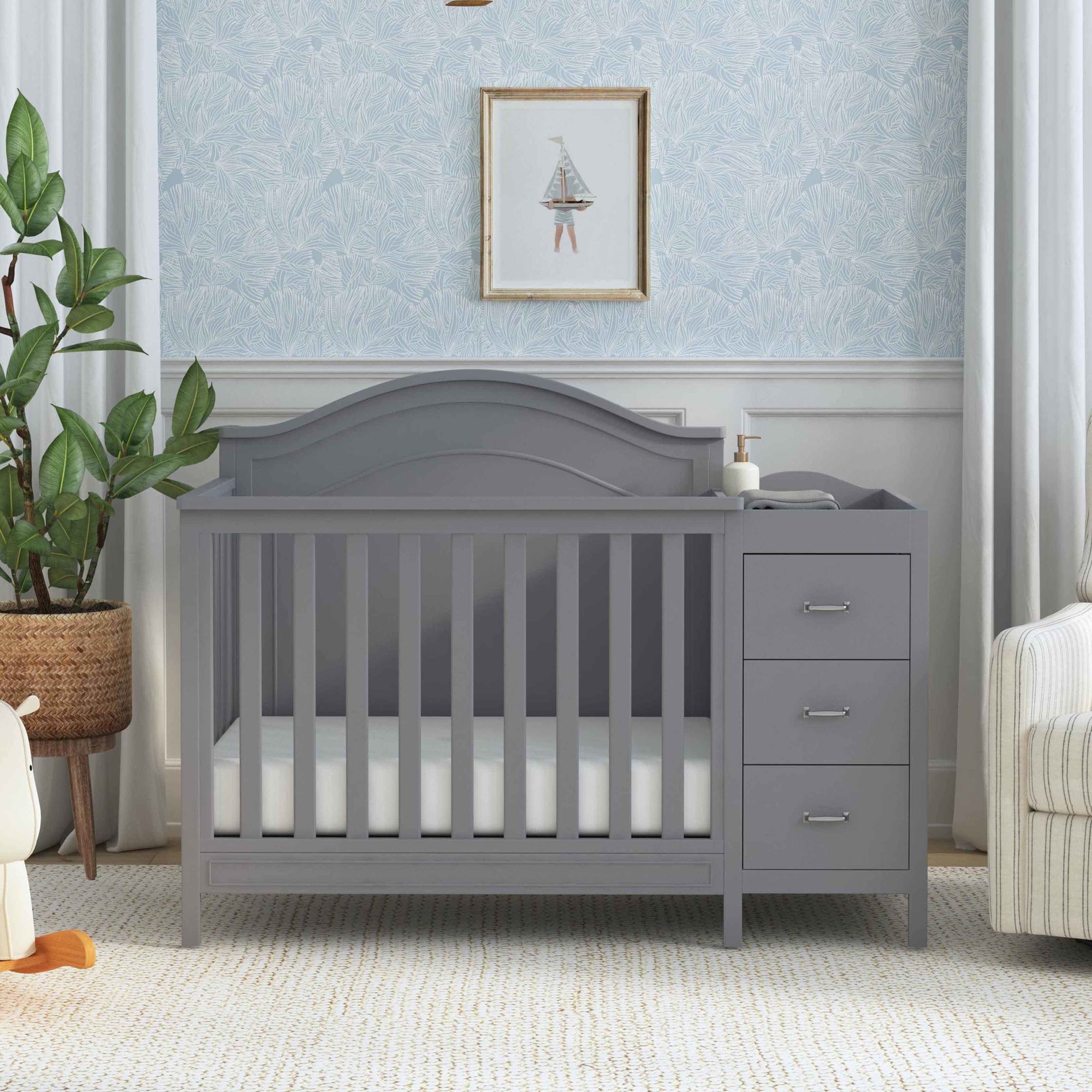 M12881G,DaVinci,Charlie 4-in-1 Convertible Mini Crib & Changer in Grey
