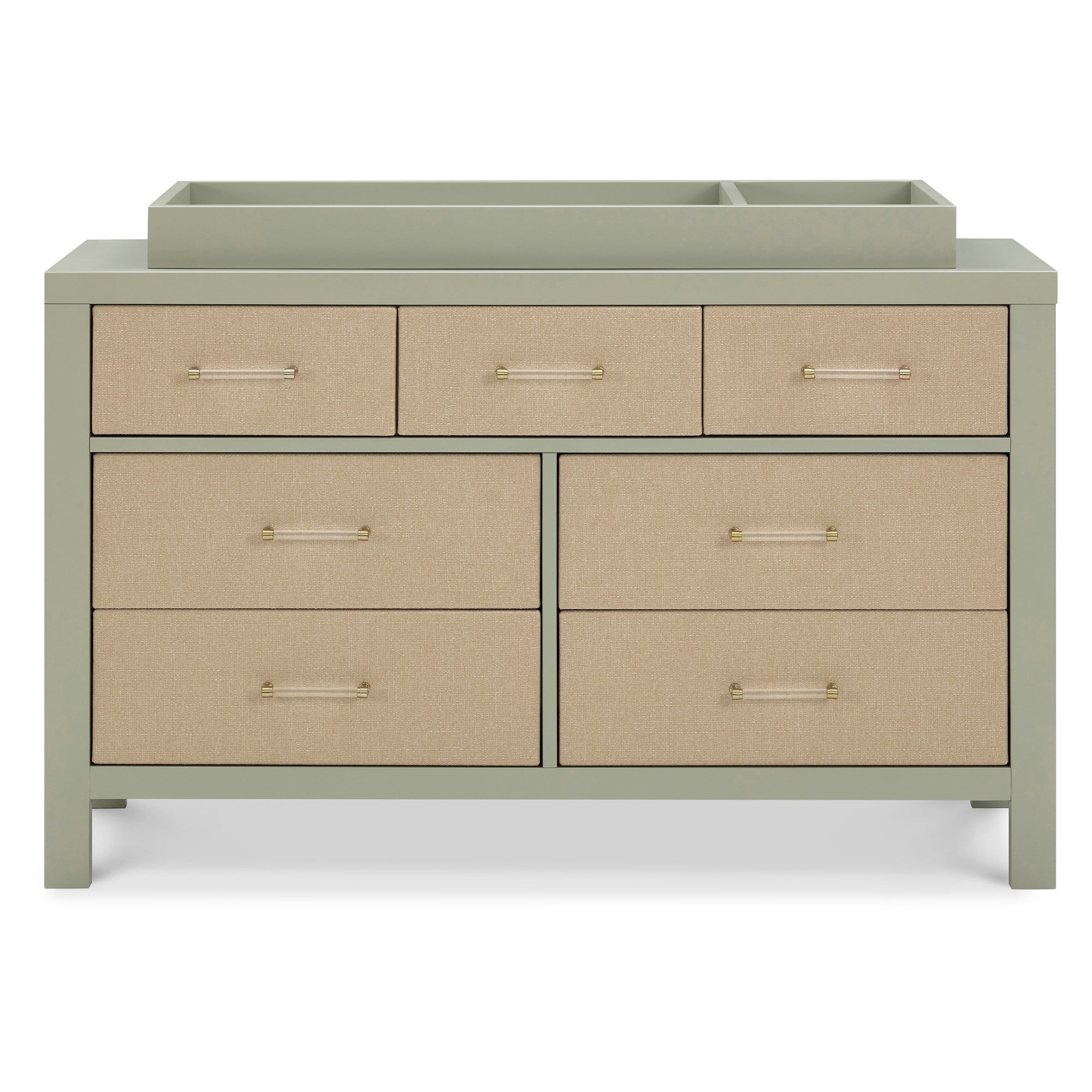 M24816FSPSEW,Namesake,Eloise 7-Drawer Assembled Dresser in French Sage and Performance Sand Eco-Weave