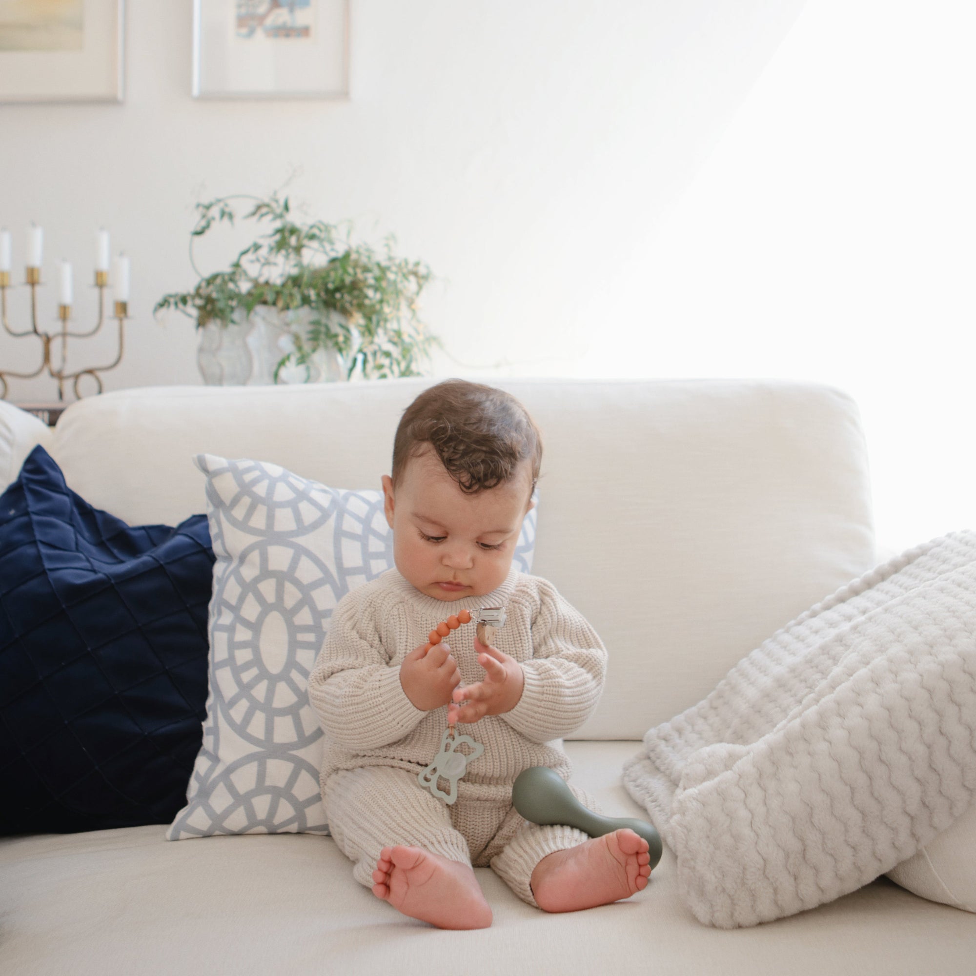 Mushie Silicone Pacifier Clip | Eva