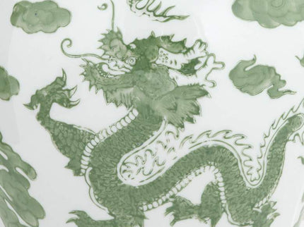 Sansui 12"H Green and White Ceramic Ginger Jar with Lid