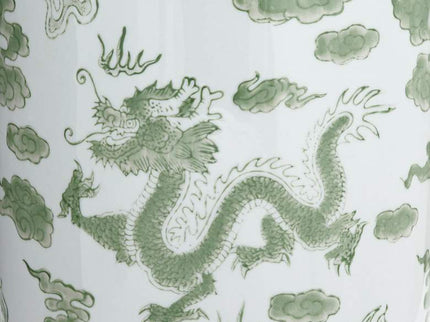 Sansui Green and White 2-Piece Ceramic Ginger Jar Set