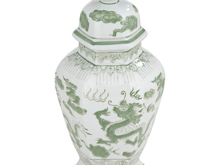 Sansui Green and White Ceramic Ginger Jars Set of 2