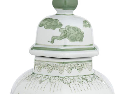Sansui Green and White Ceramic Ginger Jars Set of 2