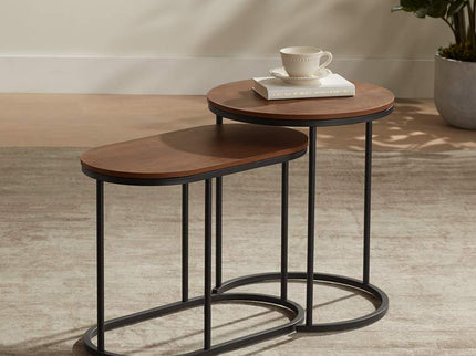 Santa Maria Walnut Nesting Accent Tables Set of 2