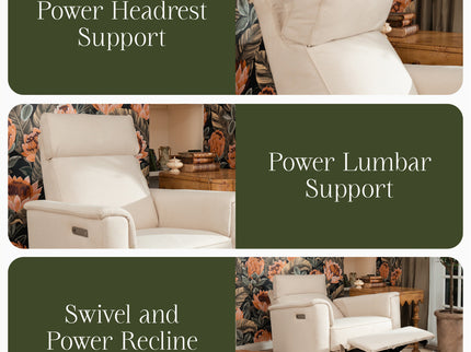 M17182PCMEW,Namesake,Willa Pro Power Glider Recliner w/ Power Lumbar in Performance Cream Eco-Weave