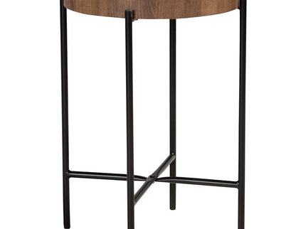 Savion 15 3/4" Wide Walnut Brown Wood Black Metal End Table