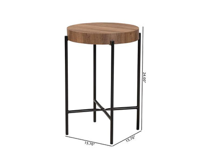 Savion 15 3/4" Wide Walnut Brown Wood Black Metal End Table