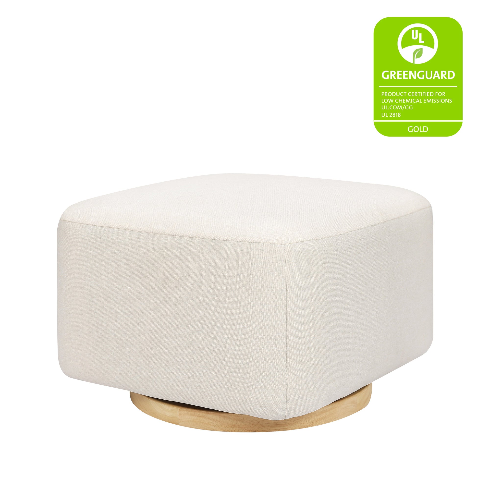 M26385PCMEWLB,Babyletto,Kiwi Gliding Ottoman in Performance Cream Eco-Weave w/ Light Wood Base