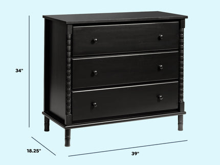 M7323E,DaVinci,Jenny Lind Spindle 3-Drawer Dresser in Ebony Black