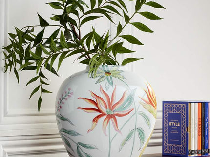 Sensei 13 1/4" Wide Red and White Ceramic Decorative Vase