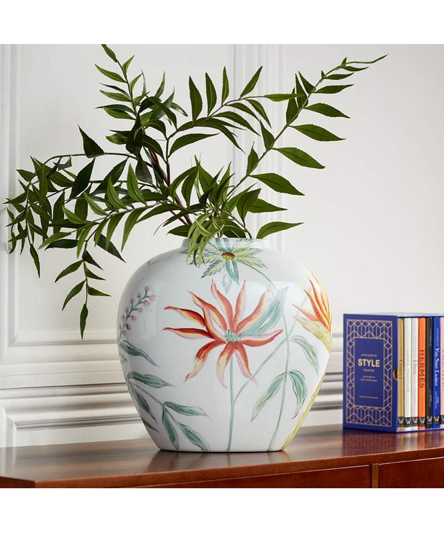 Sensei 13 1/4" Wide Red and White Ceramic Decorative Vase