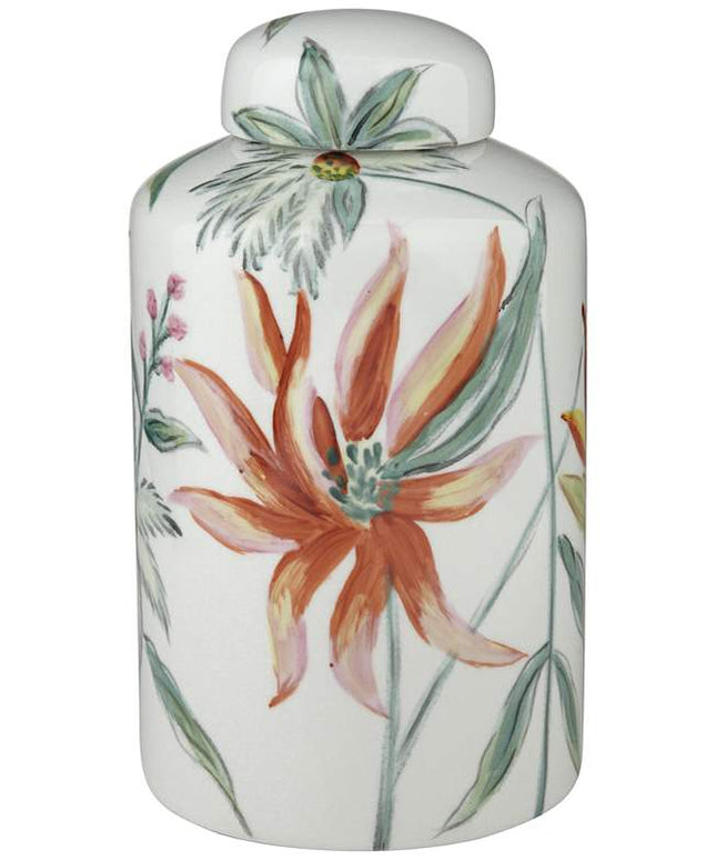 Sensei 8 1/2"H Red and White Ceramic Decorative Jar with Lid