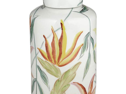 Sensei 8 1/2"H Red and White Ceramic Decorative Jar with Lid