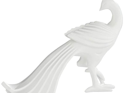 Serena 10 1/4" High Matte White Peacock Figurine