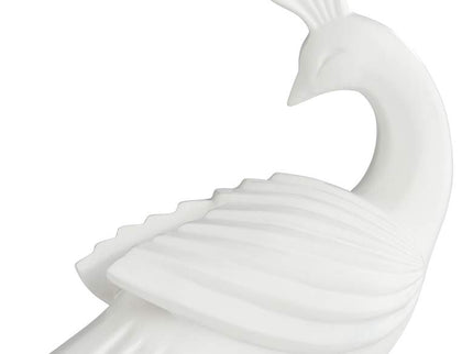 Serena 10 1/4" High Matte White Peacock Figurine