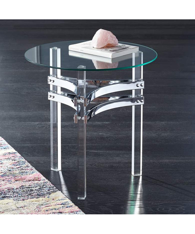 Serenity 23 3/4" Wide Glass and Clear Acrylic Accent Table