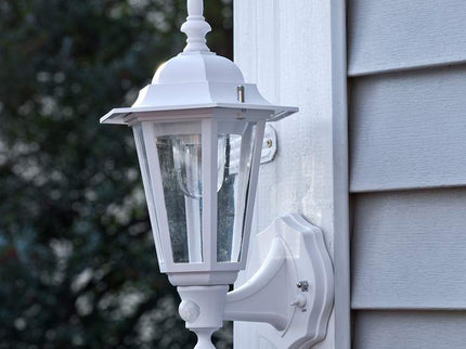 Set of 2 15" Battery Motion Sensor White Outdoor Wall Lights