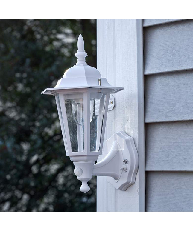 Set of 2 15" Battery Motion Sensor White Outdoor Wall Lights