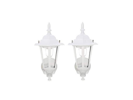 Set of 2 15" Battery Motion Sensor White Outdoor Wall Lights