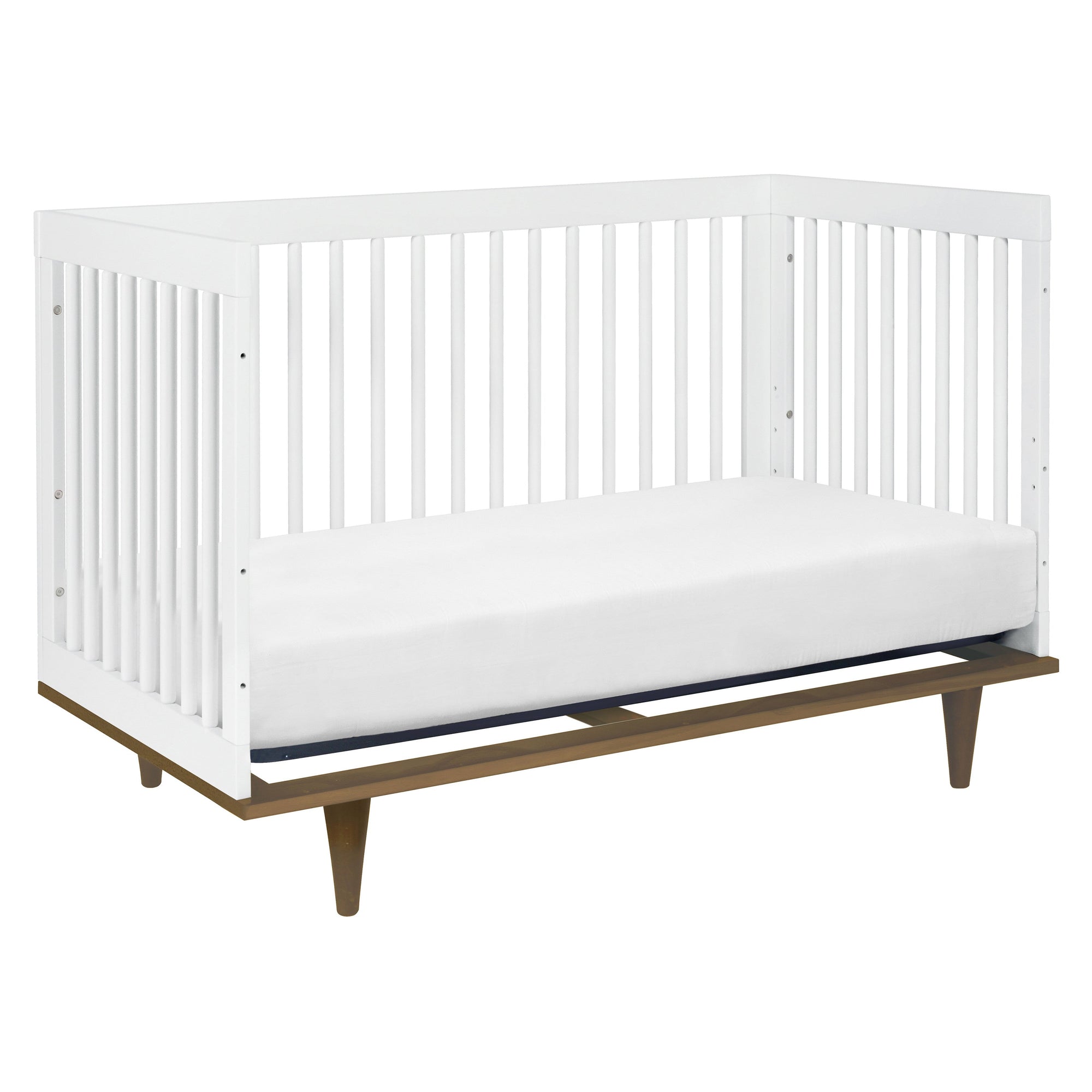 W4901WL,DaVinci,Marley 3-In-1 Convertible Crib in White Finish and Walnut Legs