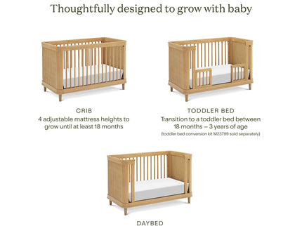 M23701HYHC,Namesake,Marin with Cane 3-in-1 Convertible Crib in Honey and Honey Cane