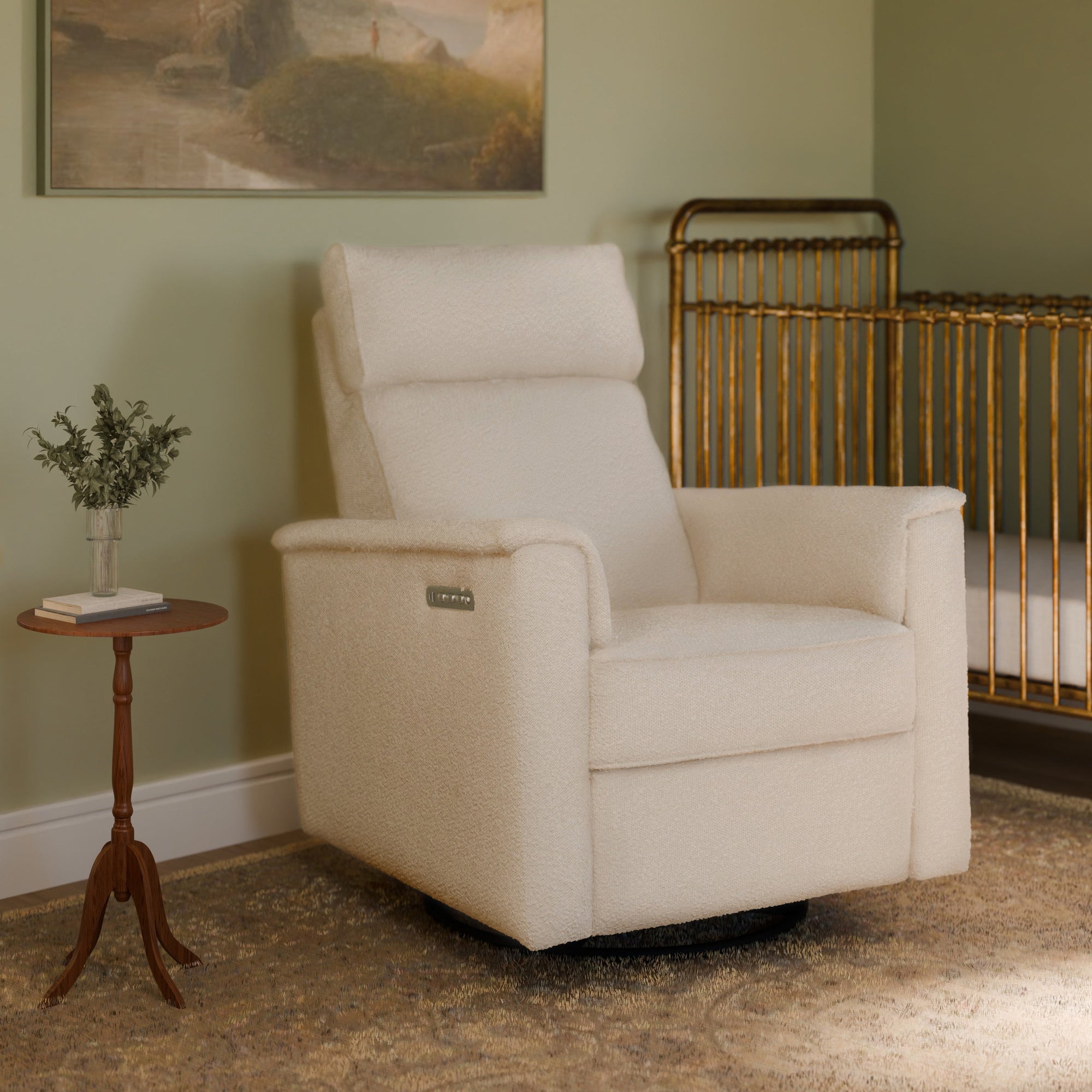 M17182PWB,Namesake,Willa Pro Power Glider Recliner w/ Power Lumbar in Performance Ivory Boucle