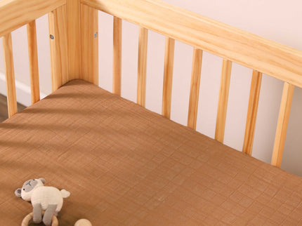 T29533BTS,Babyletto,Burnt Sienna Muslin All-Stages Midi Crib Sheet in GOTS Certified Organic Cotton