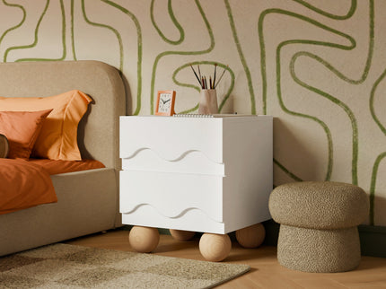 M31160WHY,Babyletto Kids,Lido Wave Nightstand in White and Honey