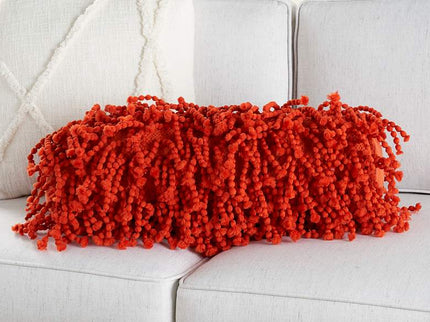 Shag Orange Skinny Fugga 20" x 5" Lumbar Throw Pillow