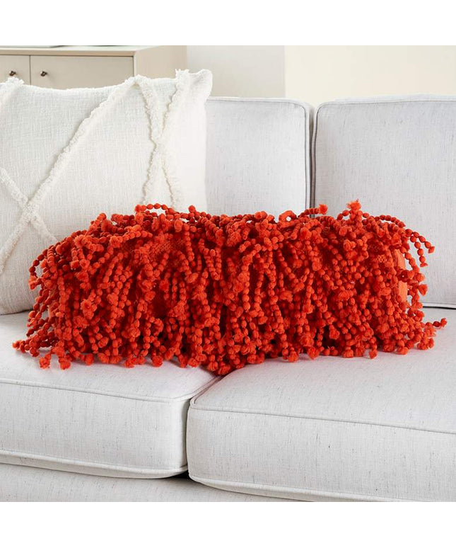 Shag Orange Skinny Fugga 20" x 5" Lumbar Throw Pillow