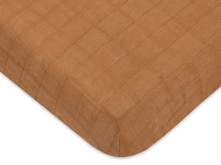 T29536BTS,Babyletto,Burnt Sienna Muslin Mini Crib Sheet in GOTS Certified Organic Cotton