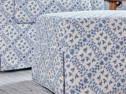 M21785BLT,Namesake,Sarah Flint x Namesake Crawford Gliding Ottoman in Blue Lattice Performance Eco-Weave