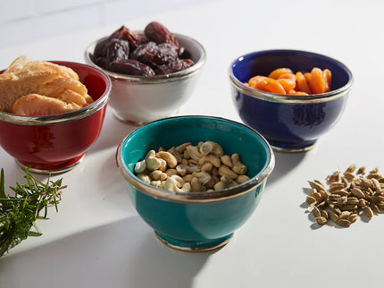 Moroccan Glazed Bowls with Berber Silver Trim