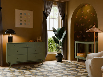 M15916OL,Palma 7-Drawer Double Dresser  Assembled in Olive