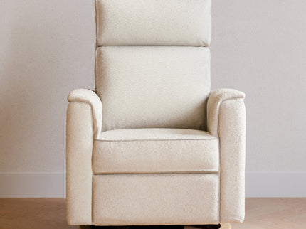 B17186WBLB,Monogram by Namesake,Willa Plus Power Glider Recliner w/ Power Headrest in Ivory Boucle with Light Wood Base