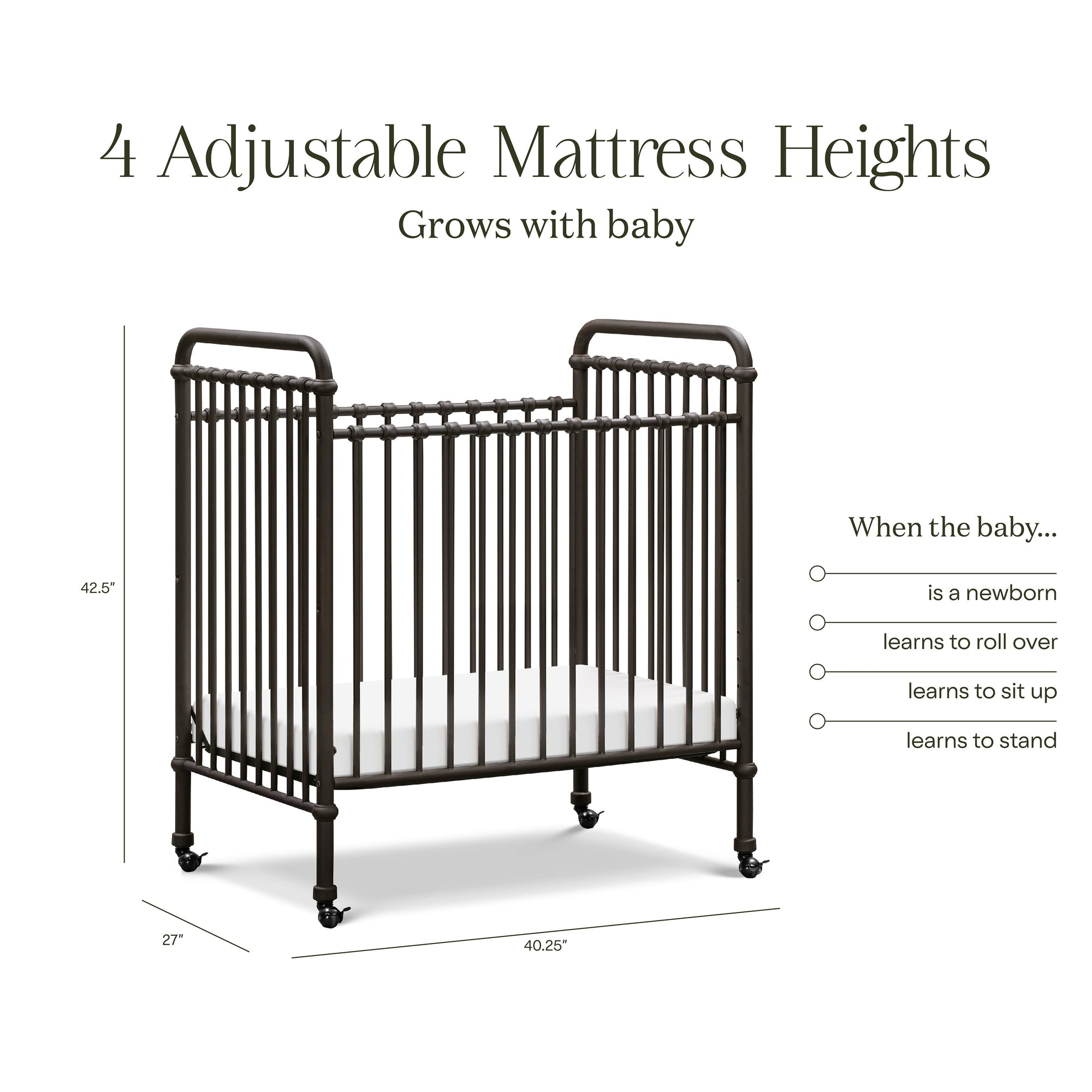 M15598UR,Namesake,Abigail 3-in-1 Convertible Mini Crib in Vintage Iron