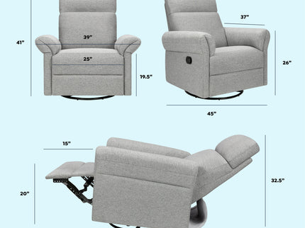 M24386FTG,DaVinci,Suzy Flex Swivel Recliner w/ Adj. Arms & Headrest in Frost Grey