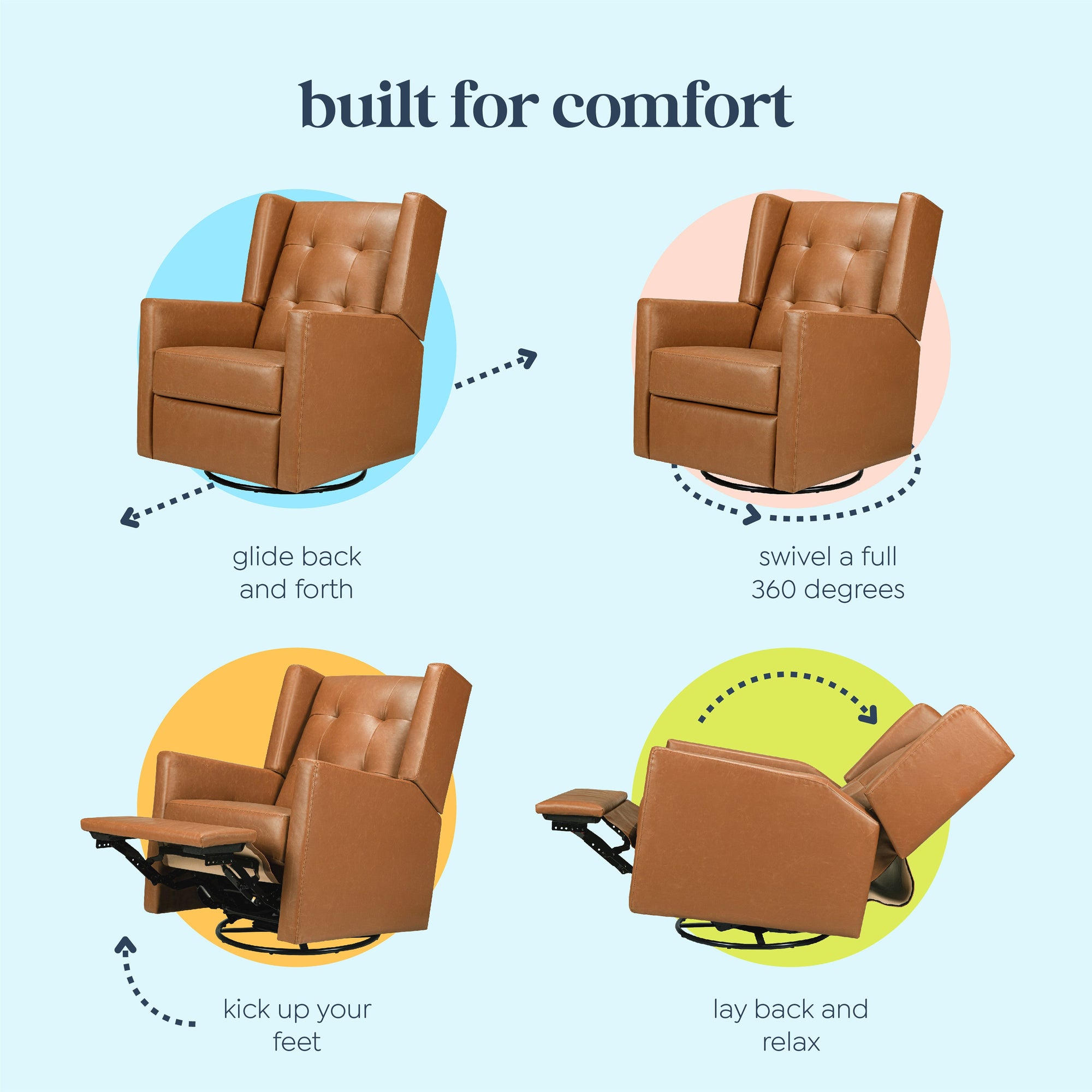 M21287VTL,DaVinci,Maddox recliner and swivel glider in Vegan Tan Leather