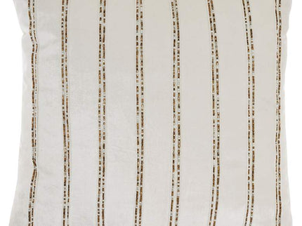 Sofia Ivory Beaded Stripes 20" Square Throw Pillow