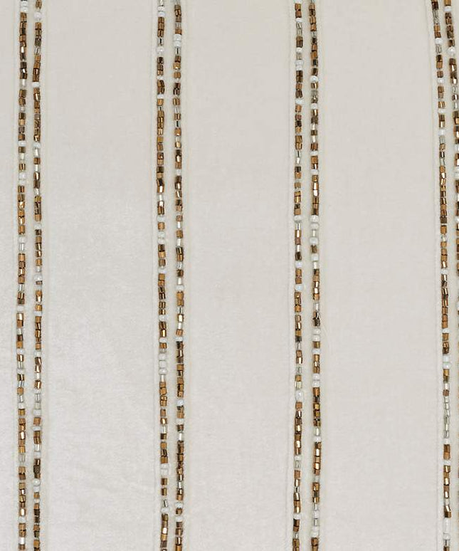 Sofia Ivory Beaded Stripes 21" x 12" Throw Pillow