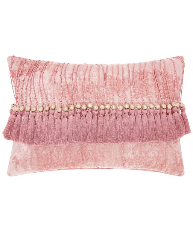 Sofia Rose Velvet Tassels 20" x 14" Rectangular Throw Pillow